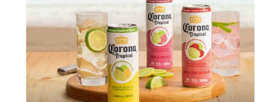 corona presenta corona tropical la bebida en lata que no es cerveza